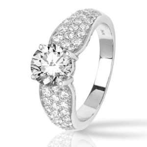  Round Diamonds Engagement Ring with a 0.75 Carat Round Brilliant Cut 