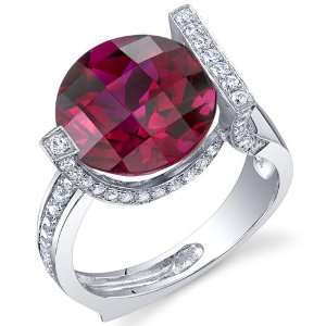  Artistic 7.00 Carats Checkerboard Round Cut Ruby Ring in 
