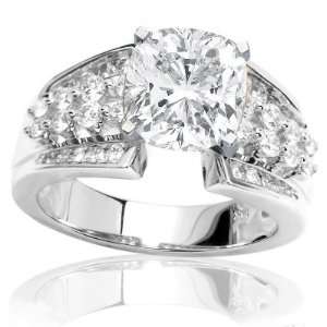 Princess Cut Wedding Ring Only with a 0.51 Carat Emerald Cut / Shape D 