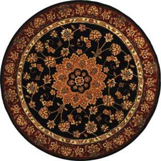 Traditions Wool/Silk Black Carpet Area Rug 8 x 8 Round  