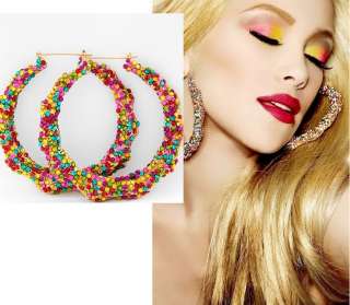 Rainbow Candyland Bamboo Gold Hoop Earrings Basketball Wives 