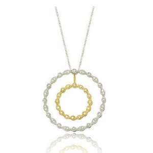   carat Double Circle of Love Fancy 14K Two Tone Gold Diamond Necklace