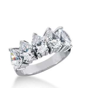 18K Gold Diamond Anniversary Wedding Ring 5 Pear Shaped Diamonds 2 