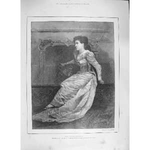  1894 ANTIQUE PORTRAIT MISS MARGOT TENNANT ASQUITH