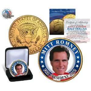 Mitt Romney For President 2012 24K Gold Plated U.S. JFK Kennedy Half 