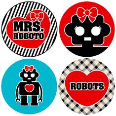 ROBOT GIRL button set pin badge heart sci fi cute emo  