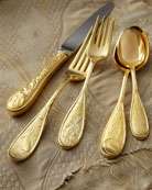 Wallace Silversmiths 80 Piece Gold Plated Antique Baroque Flatware 