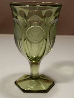 FOSTORIA OLIVE GREEN COIN GLASS WINE GOBLET(S) MINT  