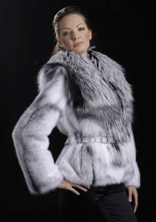   FURS Black Cross Mink Fur jacket with natural Fox collar   MAILON FURS