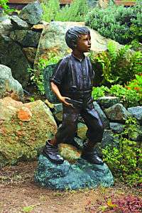 Bronze Child Hiker Boy Outdoor Garden Statue sculpture  