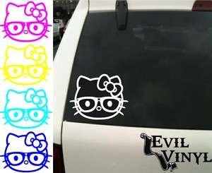 Hello Kitty Nerd Geek Glasses Car Truck Decal ANY COLOR  