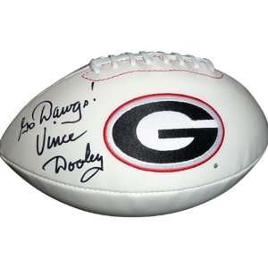  Vince Dooley Autographed Georgia Bulldogs Logo Football w 