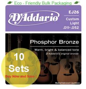 Addario EJ26 Daddario Acoustic Guitar Strings 10 SETS  