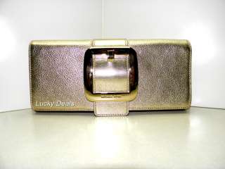 Michael Kors Sutton Handbag Clutch bag pale gold leather large  