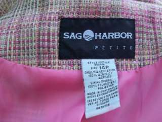 Womans SAG HARBOR Pink Plaid Jacket Blazer ~ Sz 14P EUC  