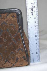 VINTAGE Long Brown/Black Chenille Carpet Kelly Bag Handbag Purse BAGS 