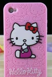 Pink Hello Kitty Silicone Case Cover for iPhone 4 G 4G  