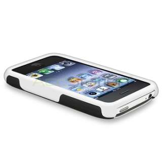 White/Black Cup Shape 3 Piece Hard Case+Anti Glare Protector for 