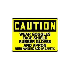 CAUTION WEAR GOGGLES FACE SHIELD RUBBER GLOVES AND APRON WHEN HANDLING 