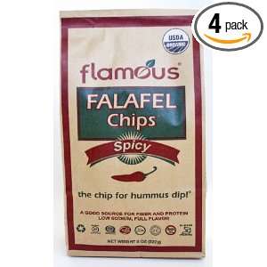 Flamous Organic Falafel Chips, Spicy 8 Ounce Packages (Pack of 4 