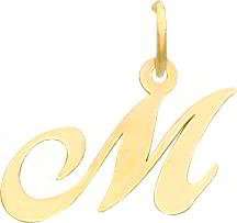  Fancy Cursive Letter M Charm 14K Gold Jewelry