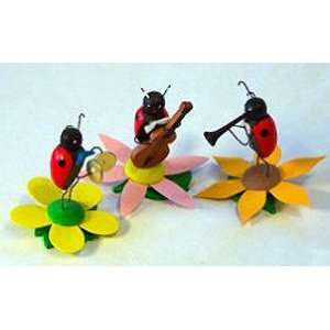    Ladybug Orchestra on Flowers German Figurines 