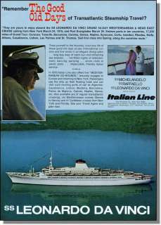 1974 SS Leonardo Da Vinci Cruise Ship. Italian Line Ad  