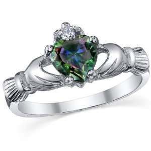   Friendship & Love Mystic Rainbow Topaz Heart CZ Ring Size 7 Jewelry