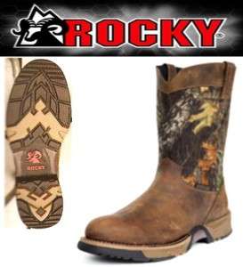 ROCKY Mens Aztec Waterproof Pull on Camo Hunting Boots  