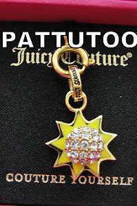 2012 NEW!! JUICY COUTURE PAVE SUN MINI GOLD BRACELET CHARM IN TAGGED 