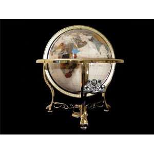  14 Mother of Pearl GEMSTONE GLOBE with GOLD Stand