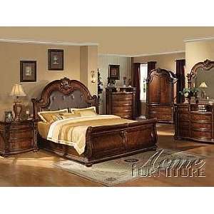  Acme Furniture Anondale Cherry Finish Bonded Leather Bed 