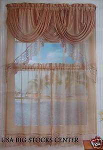 Kitchen Window Curtain / Valance set voile satin   GOLD  