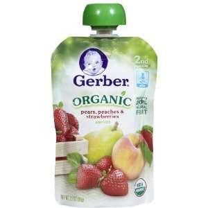Gerber Organic 2nd Foods Pear Peaches & Strawberries   12 pk  