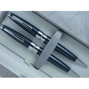  Cross Bill Blass Oceanic Blue Lacquer Pen Pencil Set 