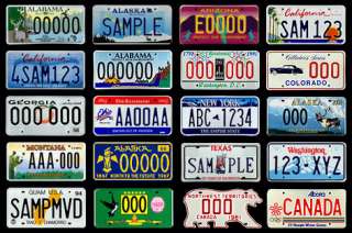 enjoy collecting SAMPLE license plates from the U.S.A. and Canada.