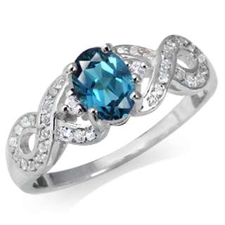   London Blue & White Topaz 925 Sterling Silver Ribbon Ring  