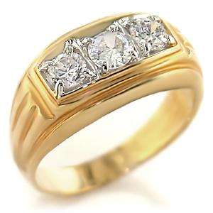 ct extremely luxury design 3 stone golden gents ring