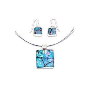    Dichroic art glass jewelry set, Caribbean Horizon Jewelry