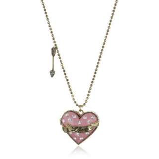Betsey Johnson Betseys Dollhouse Pink Long Heart Locket Necklace 