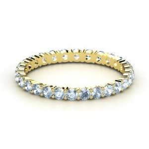 Rich & Thin Eternity Band, 14K Yellow Gold Ring with Aquamarine