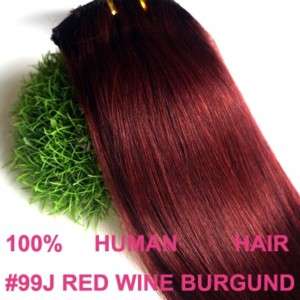 14 70g CLIP in human hair extensions red wine burgundy  