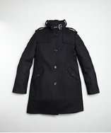 Armani KIDS navy wool blend buckle neck coat style# 318035601