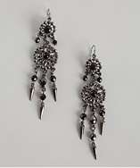Ben Amun gunmetal and black crystal dangling earrings style# 317449901