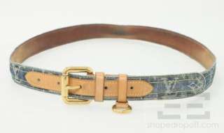 Louis Vuitton Monogram Denim & Vachetta Leather Belt Size 90/36  