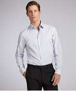 Armani blue striped cotton point collar dress shirt style# 319632801