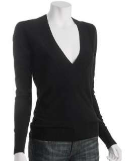 Autumn Cashmere black cashmere fitted deep v sweater   up to 
