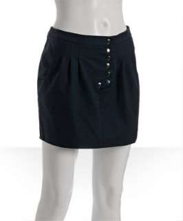 geren ford navy cotton snap front pleated mini