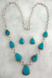   Sterling Silver Turquoise Necklace Earrings Native American  