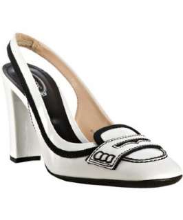 Tods white patent leather Jodie penny loafer slingbacks   